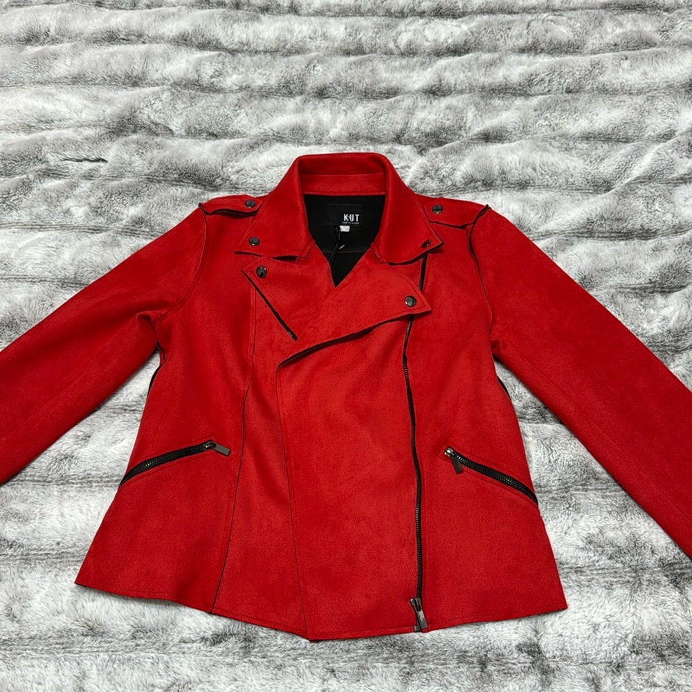 Gorgeous red suede like jacket in a size M
